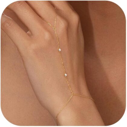Gold Bracelets for Women Trendy,14K Gold Plated Dainty Stackable Paperclip Cuban Link Chain Bracelets, Simple Cute Cuff Bracelets Jewelry Set Adjustable 7"+2"