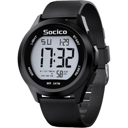 SOCICO Mens Digital Watch Sports Waterproof Outdoor Large Face Military Watches with Stopwatch Back Light Alarm Date Display