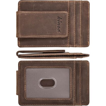 kinzd Money Clip, Front Pocket Wallet, Leather RFID Blocking Strong Magnet thin Wallet