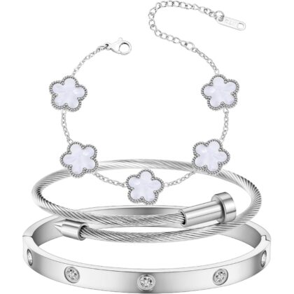 Gold Bracelets for Women 18K Gold Plated Love Friendship Bracelet With Cubic Zirconia Cuff Bangle Jewelry Set Witness the Gift of Love