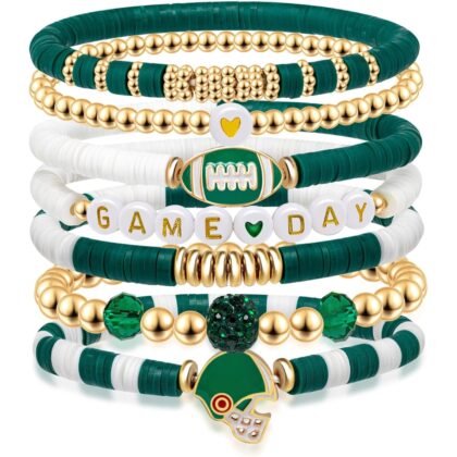 Artlunar Game Day Football Charm Bracelet: Stackable Sports Jewelry for Moms & Dads - Perfect for Football Fans