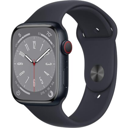 Apple Watch Series 8 [GPS + Cellular, 45mm] - Midnight Aluminum Case with Midnight Sport Band, M/L (Renewed)