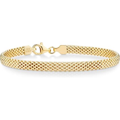Miabella 18K Gold Plated 925 Sterling Silver Italian 5mm Mesh Link Chain Bracelet for Women, Made in Italy