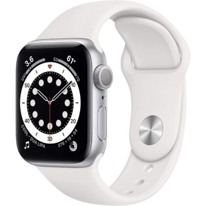 Apple Watch Series 6 (GPS, 40mm) - Silver Aluminum Case with White Sport Band (Renewed)