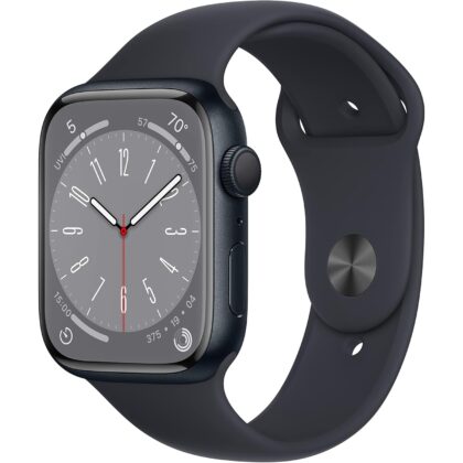 Apple Watch Series 8 (GPS, 45mm) Midnight Aluminum Case with Midnight Sport Band (Renewed Premium)