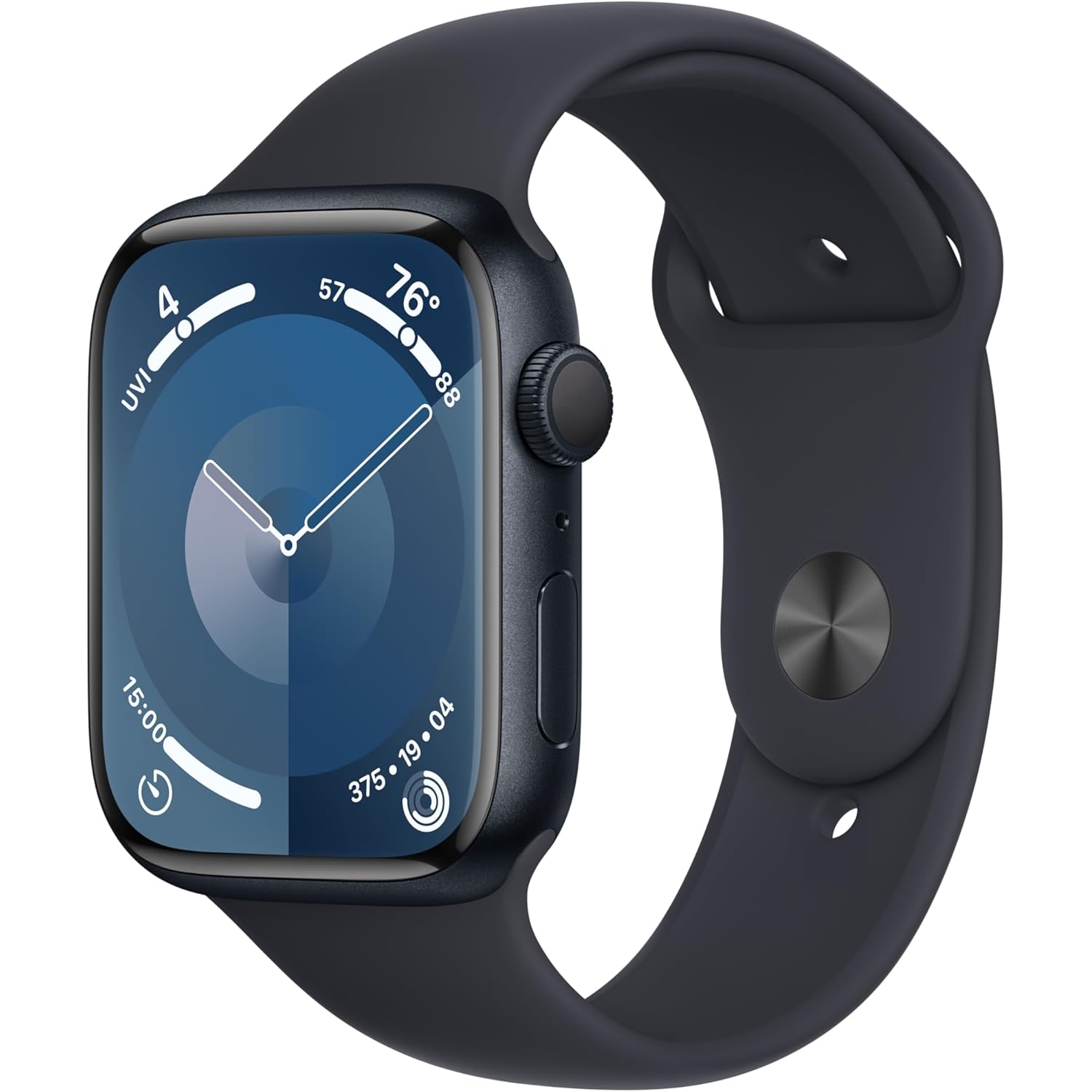 Apple Watch Series 9 [GPS 45mm] Midnight Aluminum Case with Midnight Sport Band M/L (Renewed)