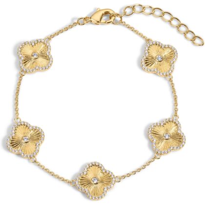Electric Picks Clover Icon Bracelet for Women – Ideal for Layering or Solo Wear - Adjustable 6.5" Link - 14K Gold Plated