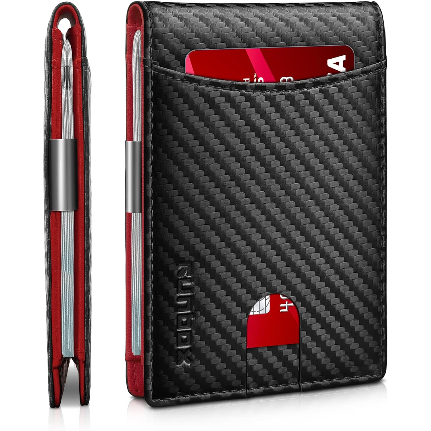 RUNBOX Money Clip Slim Wallets for Men RFID Blocking 11 Card Holder Minimalist Small Leather Bifold Men's Front Pocket Wallet Gift Box