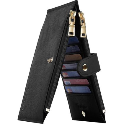 Travelambo RFID Wallet Women Large Size Bifold Multi Card Wallet Case with Zipper Pocke Credit Card Holder for Women