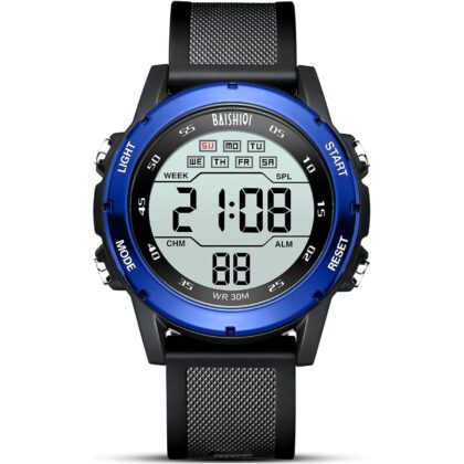 Mens Watches Digital Watches for Men Casual Sports Military Waterproof Wrist Watches Stopwatch Silicone Band with LED Backlight/Alarm/Timer/Date