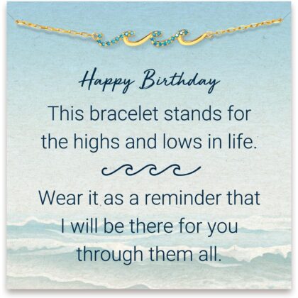 STORYJEWELLERY Birthday Gifts for Women, Gifts for Sister Mom Daughter and Friend, 30th 40th 50th 60th Birthday Gifts for Women, Wave Bracelet for Sister Mom and Daughter, Retirement Gift for Woman