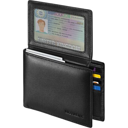 Leather Wallets for Men, Genuine Leather Mens Wallets Bifold Rfid Blocking with 2 ID Windows