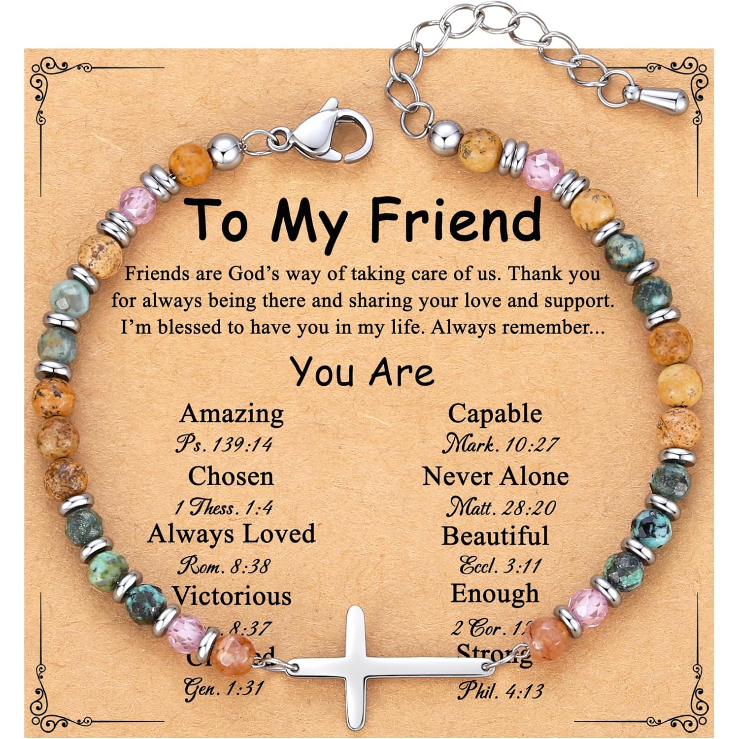 TONY & SANDY Cross Bracelet for Women, Christian Gifts for Women, Confirmation Baptism Easter Gifts, Unique Gift for Friends Daughter Mom Sister in Christ Niece on Birthday Christmas