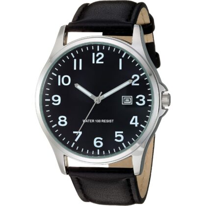 Amazon Essentials Men's Easy to Read Strap Watch