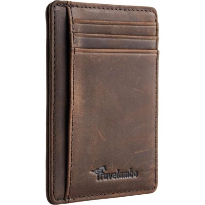 Travelambo Slim Wallet Front Pocket Minimalist Leather RFID Blocking Medium Size