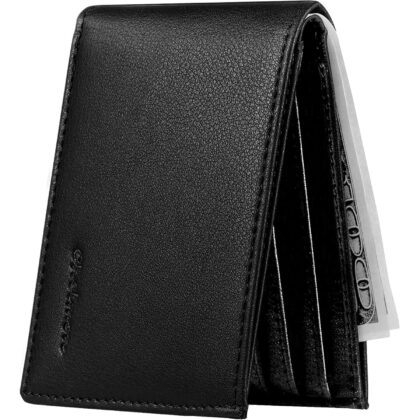 Chelmon Slim Wallet for Men ID Window with RFID Blocking Front Pocket Minimalist Bifold Bussiness Card Holder Gift for Men