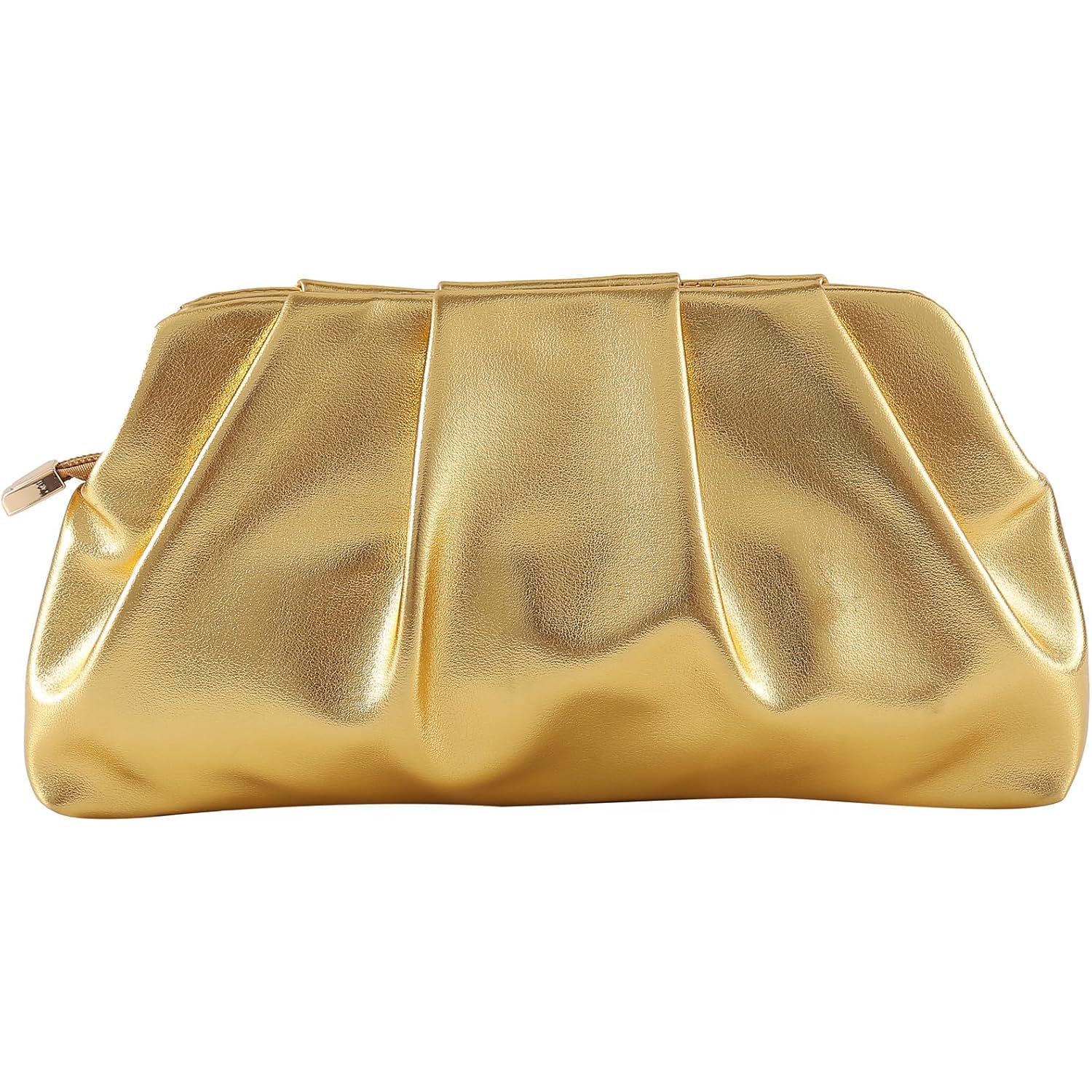 Evening Bag for Women Ruched Clutch Purse Detachable Metal Chain Crossbody Bag