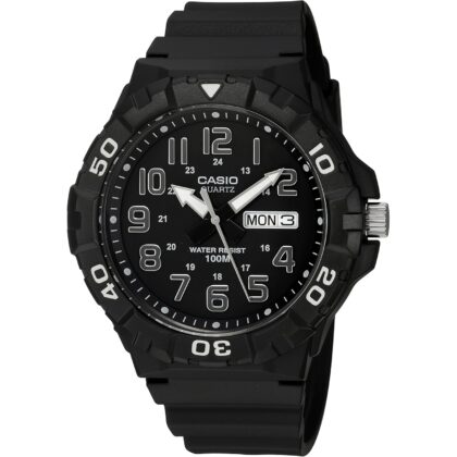 Casio MRW200H Series | Men's Analog Watch | Sporty Design | 100 Meter Water Resistance | Date Display | Rotary Bezel | Regular Time Keeping (HR, Min, SEC, PM, Date, Day) | 3 Year Battery