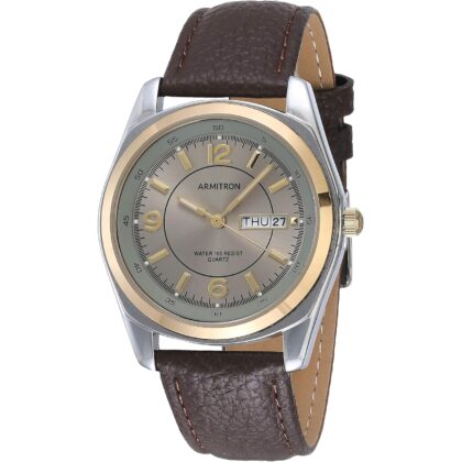 Armitron Men's Day/Date Easy To Read Leather Strap Watch, 20/1925