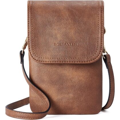BOSTANTEN Vegan Leather Small Crossbody Bags for Women Designer Cell Phone Bag Wallet Purses Adjustable Strap
