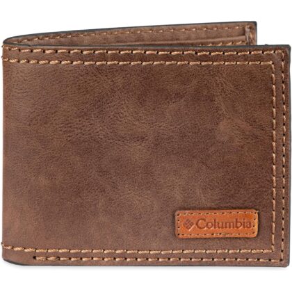 Columbia Men’s Leather Bifold Wallet – Everyday Wallet with Card Slots, ID Window & Bill Compartment