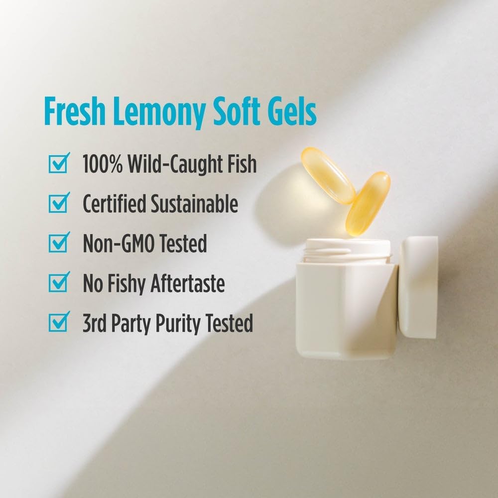 Nordic Naturals Ultimate Omega, Lemon Flavor - 90 Soft Gels - 1280 mg Omega-3 - High-Potency Omega-3 Fish Oil Supplement with EPA & DHA - Promotes Brain & Heart Health - Non-GMO - 45 Servings - Image 7