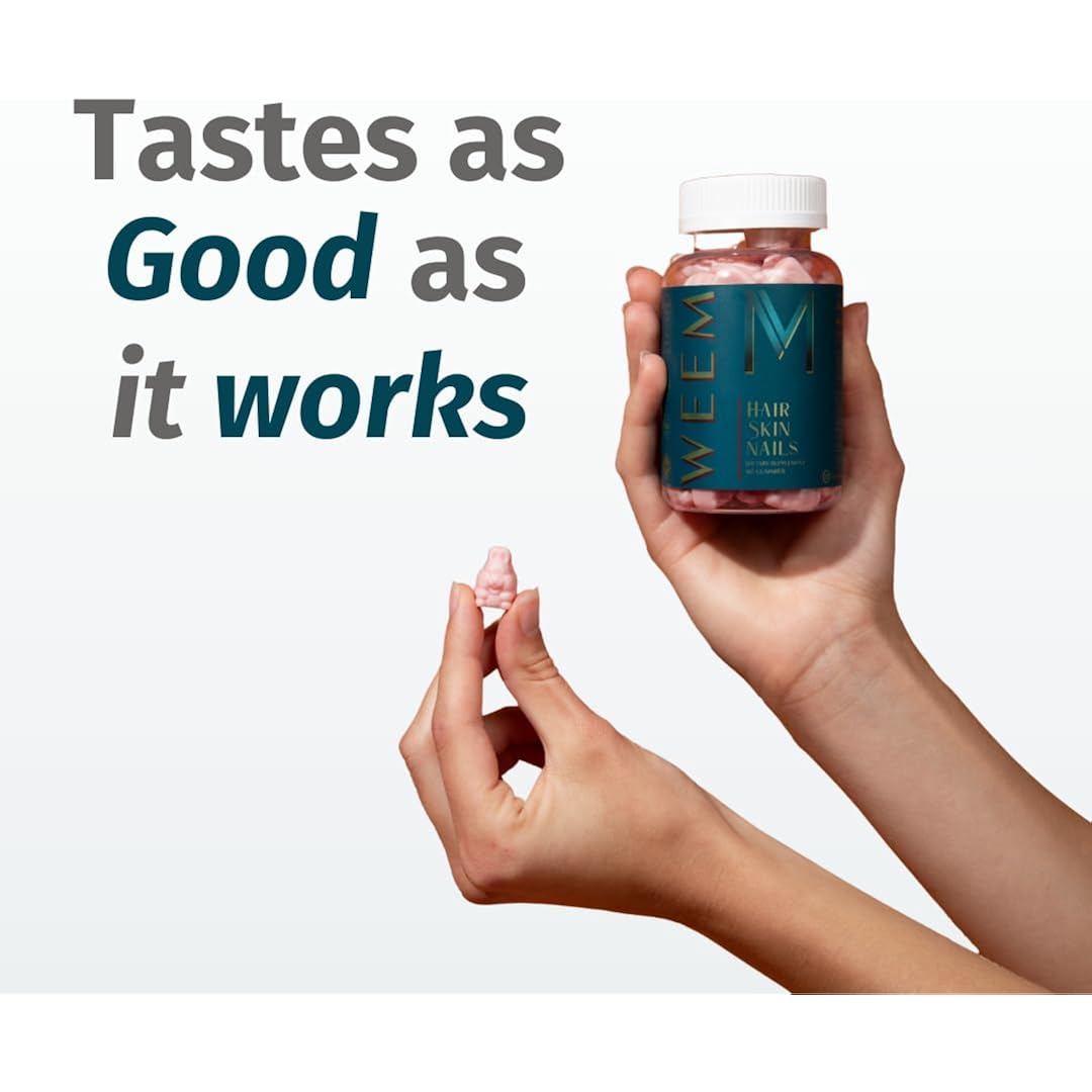 WEEM Hair Skin and Nails Gummies - Supports Healthy Hair - Vegan biotin Vitamins for Women & Men Supports Faster Hair Growth, Stronger Nails, Healthy Skin, Extra Strength (1) - Image 5