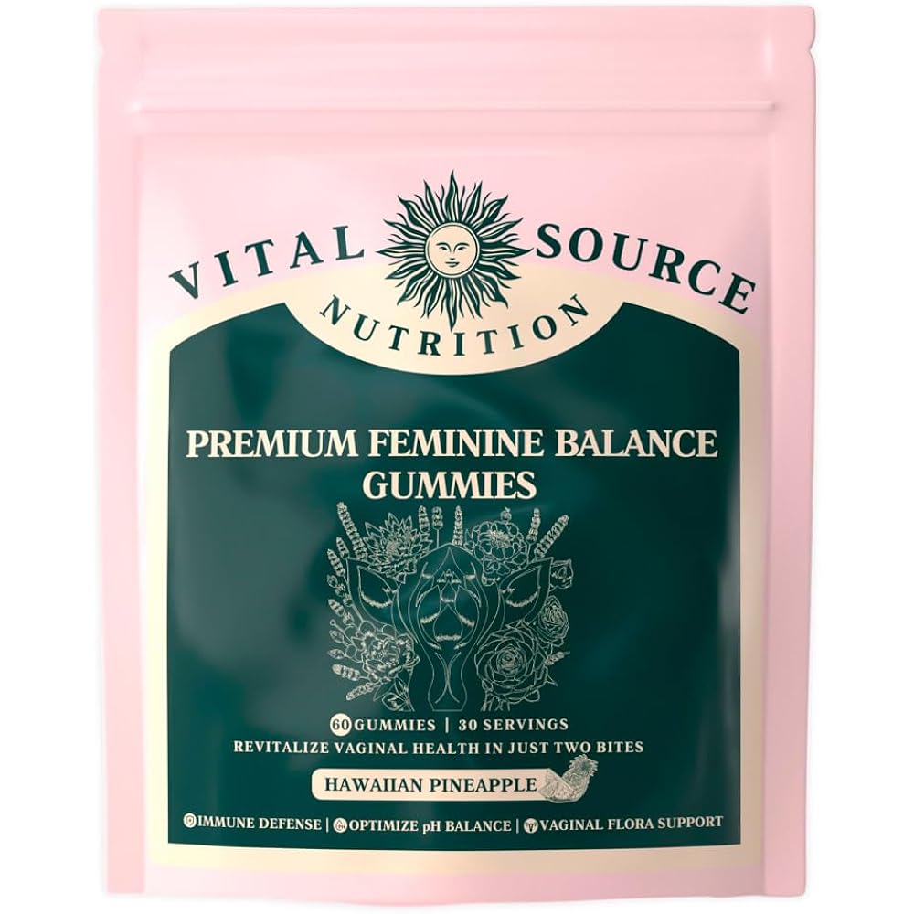Vital Source Nutrition - Premium Feminine Balance Gummies - for Women’s Health & Wellness - Immune Support - Vegan, Gluten-Free - Hawaiian Pineapple - 60 Gummies - 30 Servings