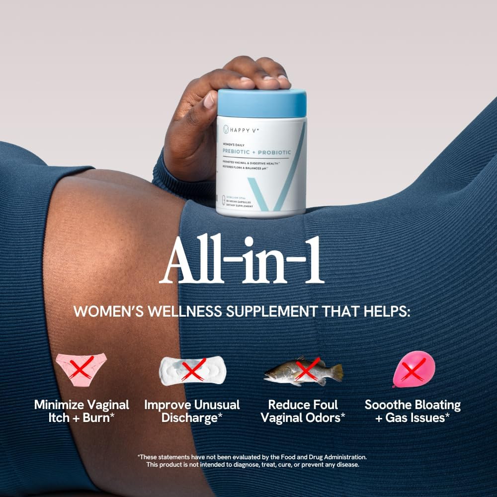 Happy V Dr. Formulated Vaginal Probiotics for Women Odor & Itch Support, Urinary & Gut Health, pH Balance | Womens Daily Probiotic with Patented Prebiotics & Lactobacillus for Feminine Wellness - Image 4