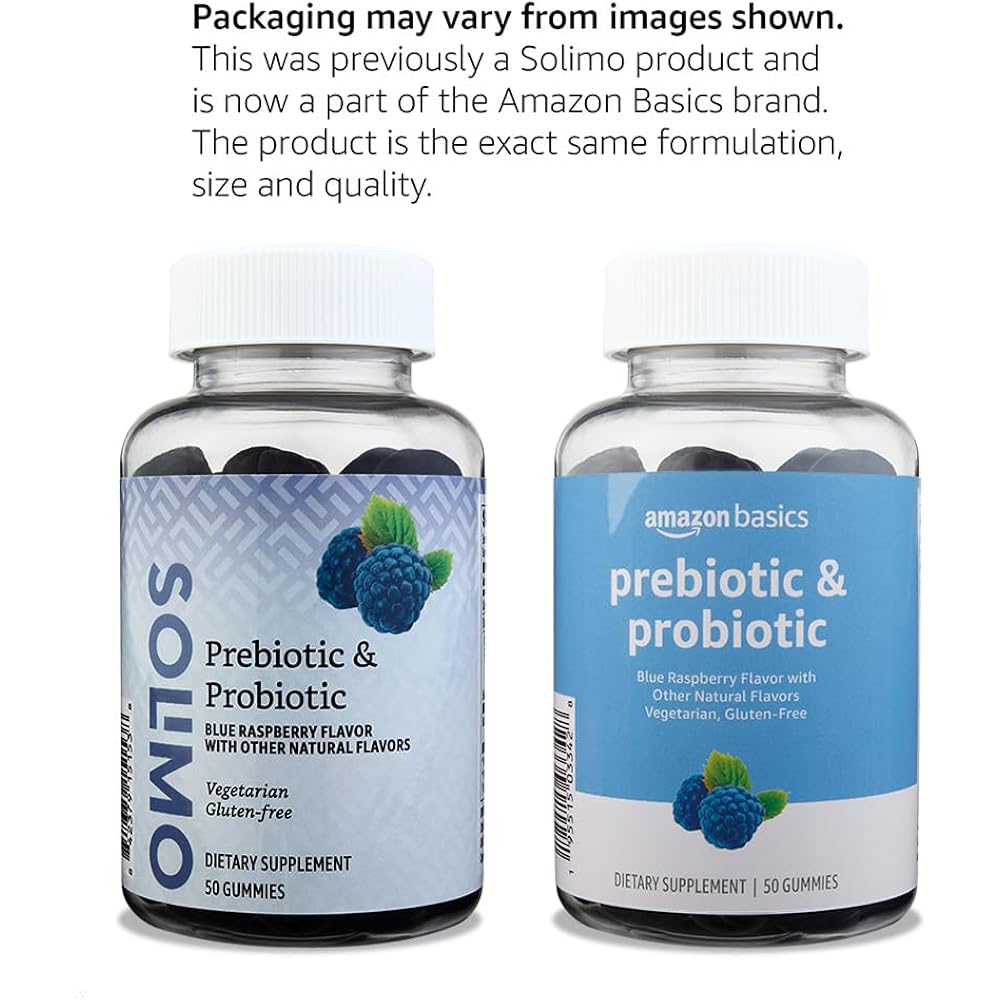 Amazon Basics Prebiotic & Probiotic Gummies, Blue Raspberry Flavor, 2 Billion CFU, Vegetarian, Gluten-Free, 50 Count (Previously Solimo) - Image 4