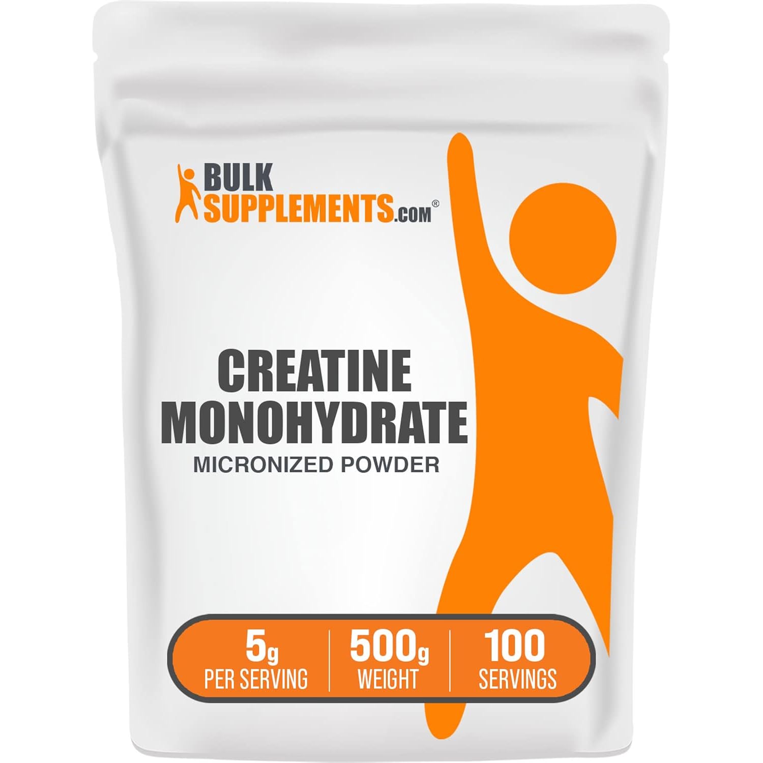 BulkSupplements.com Creatine Monohydrate Powder - Micronized Creatine Powder, Unflavored - Pure & Gluten Free, 5g per Serving, 500g (1.1 lbs) (Pack of 1)