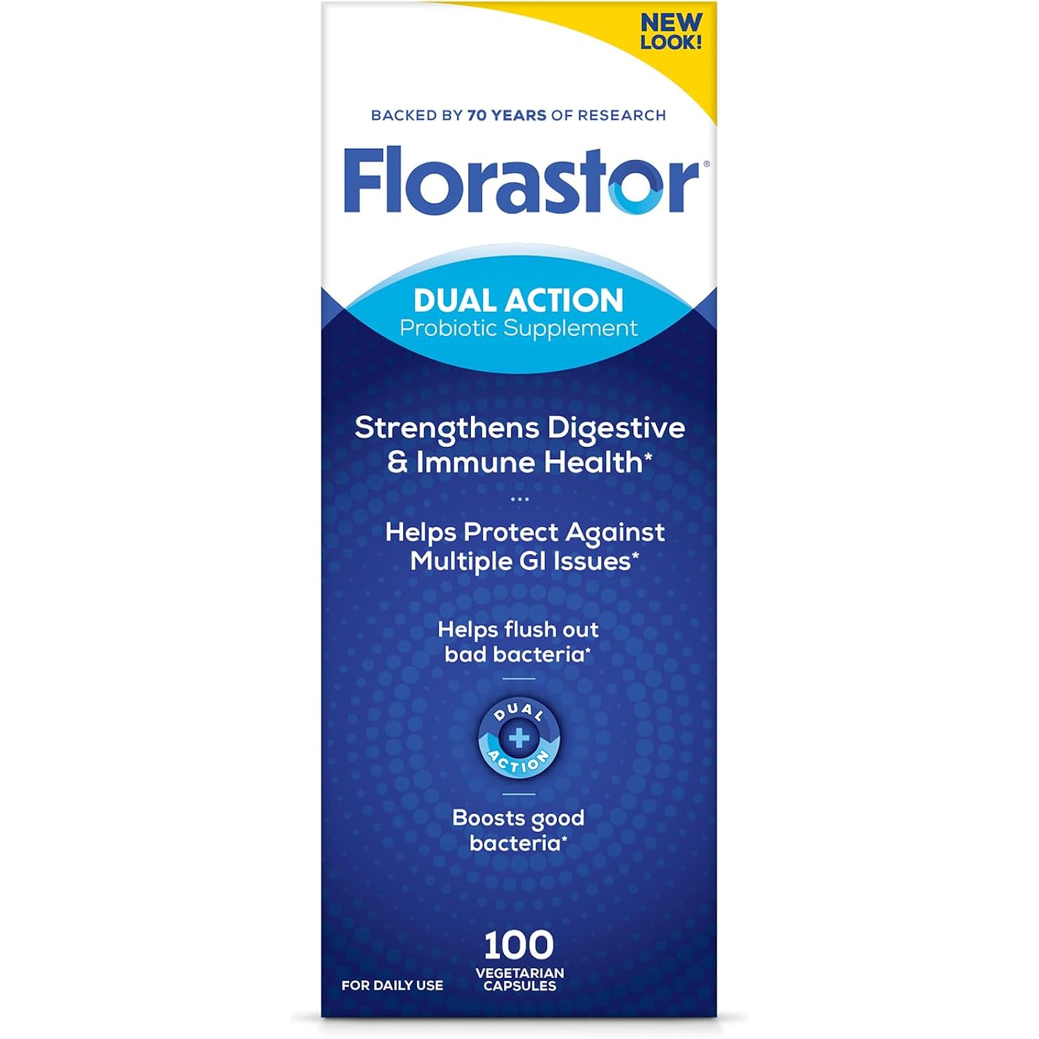 Florastor Probiotics for Digestive and Immune Health, 100 Capsules, Probiotics for Women & Men, Helps Flush Out Bad Bacteria, Boosts The Good with Our Unique Strain Saccharomyces Boulardii