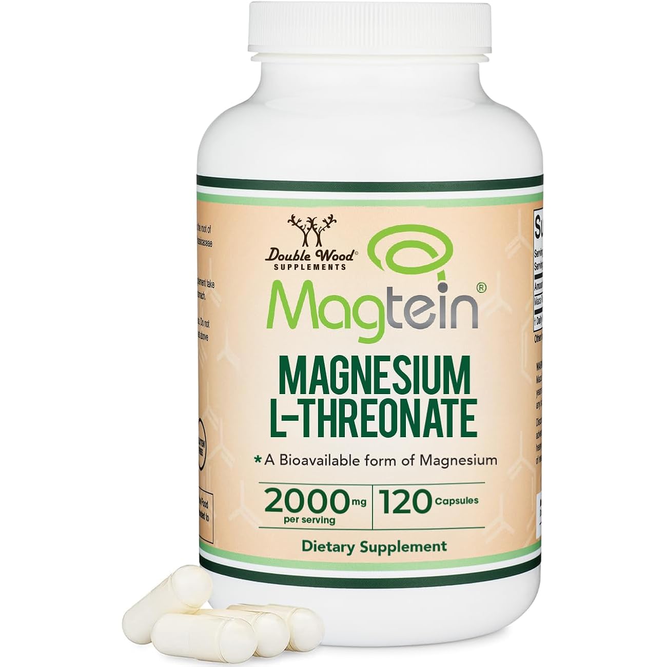 Magnesium L Threonate, Magtein, Sleep and Cognitive Support – High Absorption – Most Bioavailable Form of Magnesium – 2,000 mg – 120 Capsules
