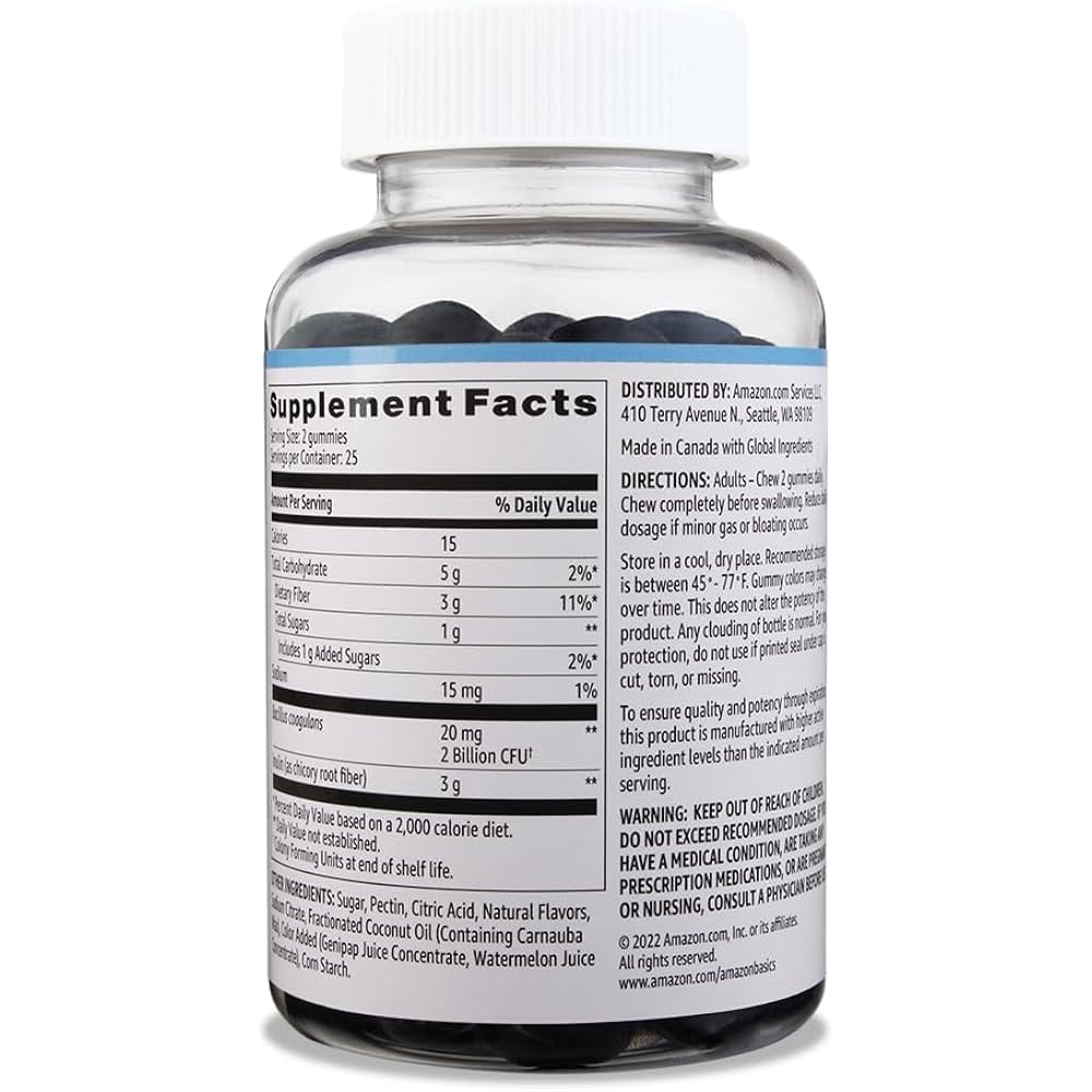 Amazon Basics Prebiotic & Probiotic Gummies, Blue Raspberry Flavor, 2 Billion CFU, Vegetarian, Gluten-Free, 50 Count (Previously Solimo) - Image 2