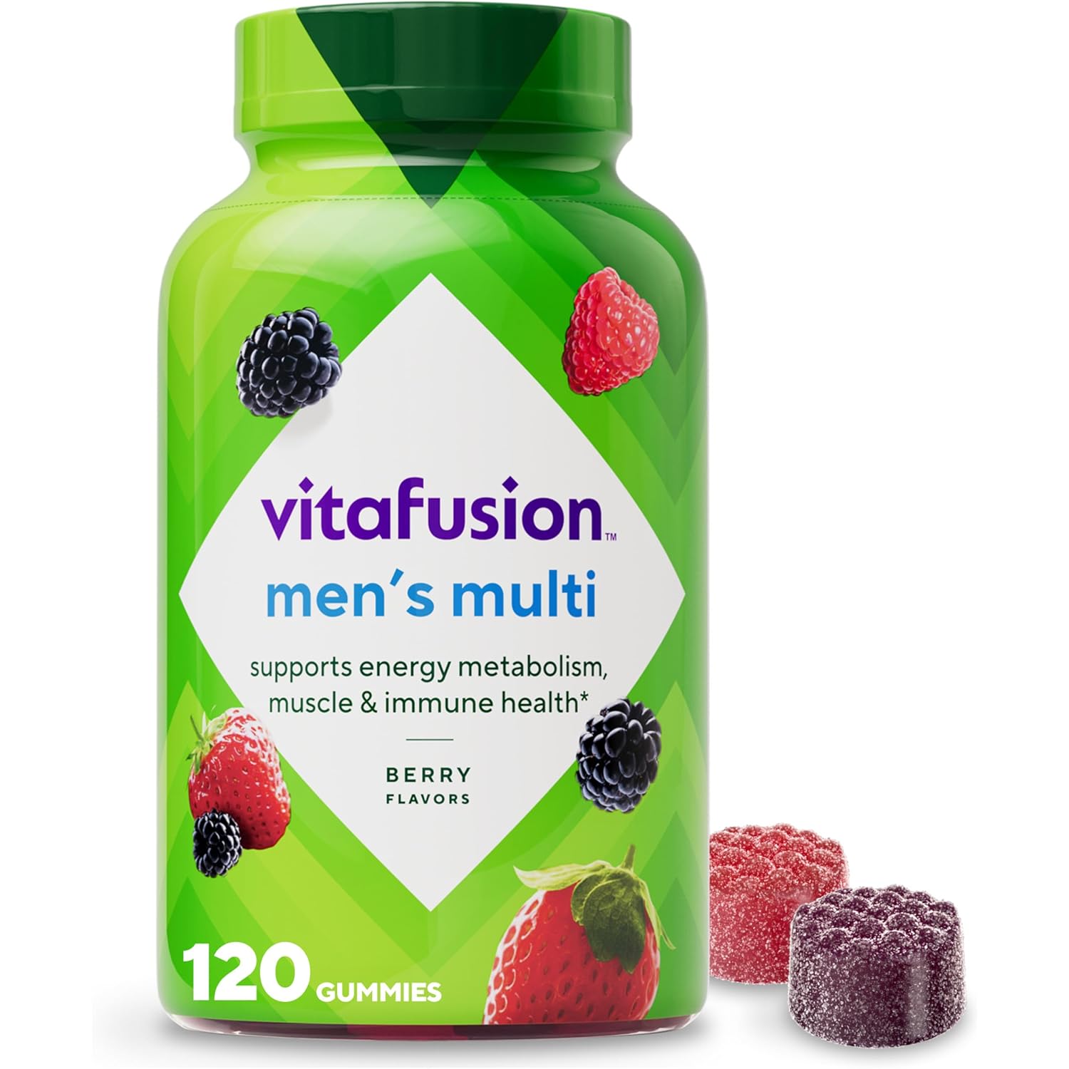 vitafusion Adult Gummy Vitamin Supplement for Men, Berry Flavored, A, C, D, E, B6, B12, Daily, 120 Count, 60 Day Supply