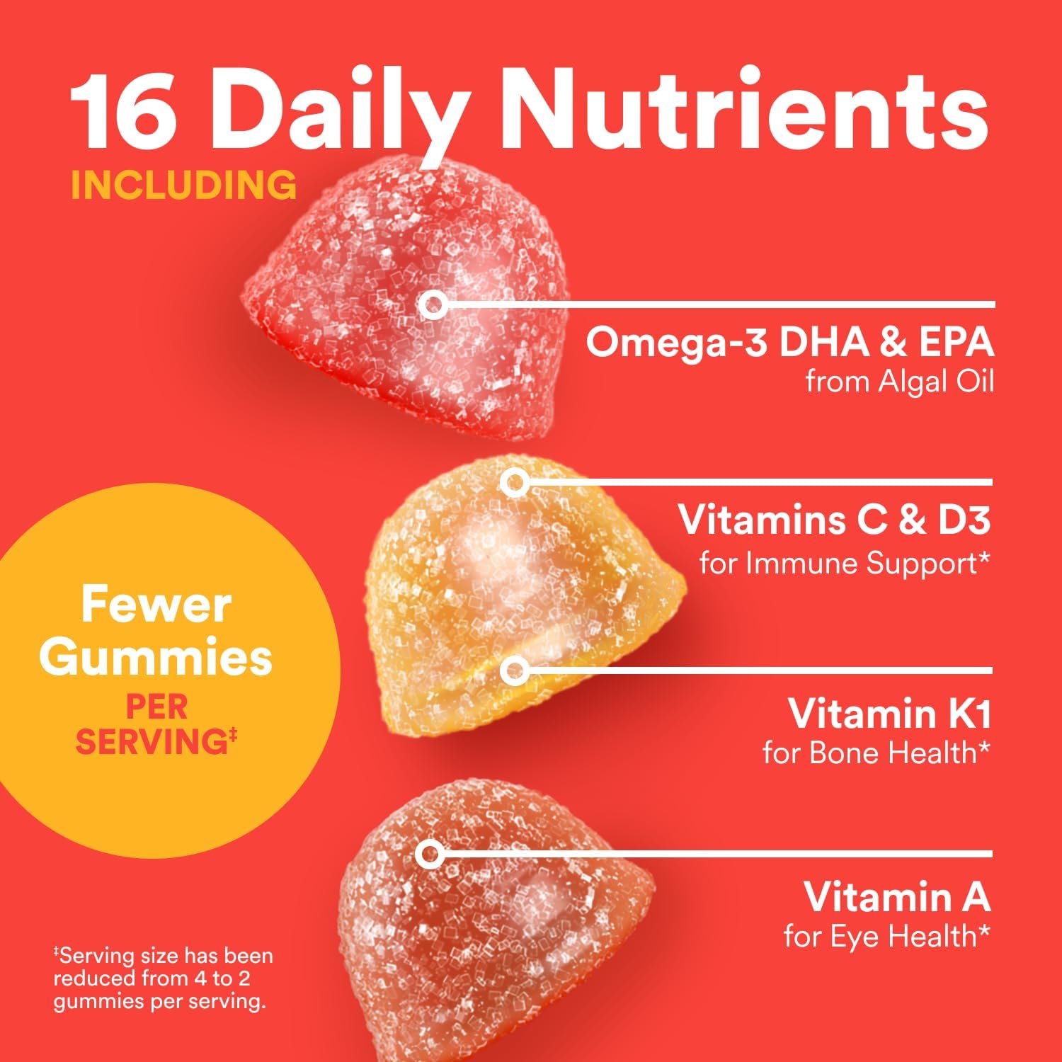 SmartyPants Kids Multivitamin Gummies - Improved Formula: Omega 3 (DHA/EPA), Vitamins D3, C, B12, B6, Vitamin A, K & Zinc, Gluten Free, Three Fruit Flavors, 60 Count (30 Day Supply) - Image 6