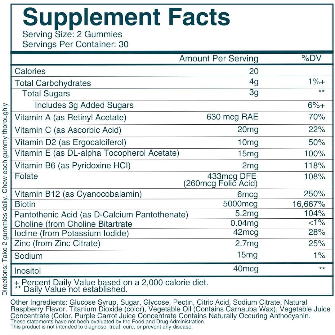 WEEM Hair Skin and Nails Gummies - Supports Healthy Hair - Vegan biotin Vitamins for Women & Men Supports Faster Hair Growth, Stronger Nails, Healthy Skin, Extra Strength (1) - Image 6