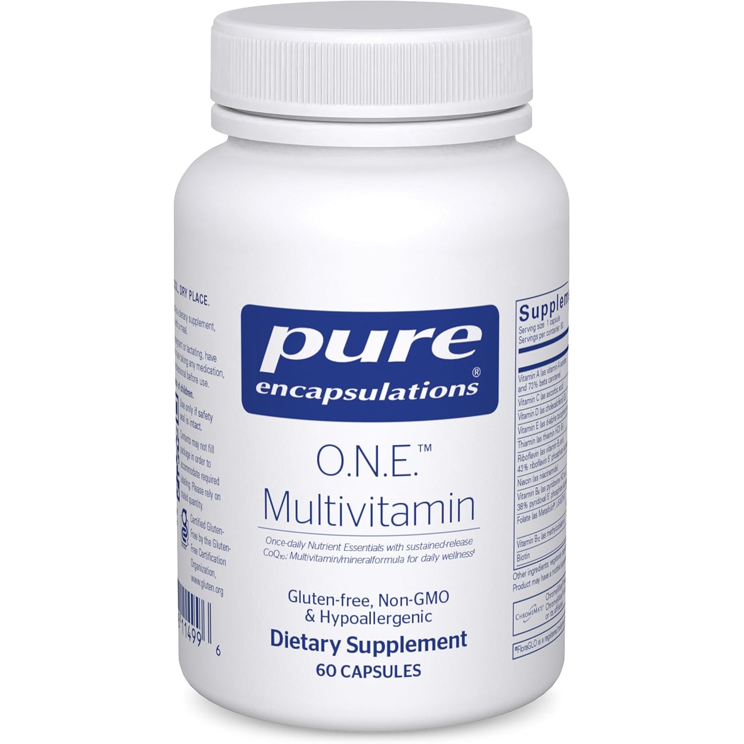 Pure Encapsulations O.N.E. Multivitamin - Once Daily Multivitamin with Antioxidant Complex Metafolin, CoQ10, and Lutein to Support Vision, Cognitive Function, and Cellular Health* - 60 Capsules