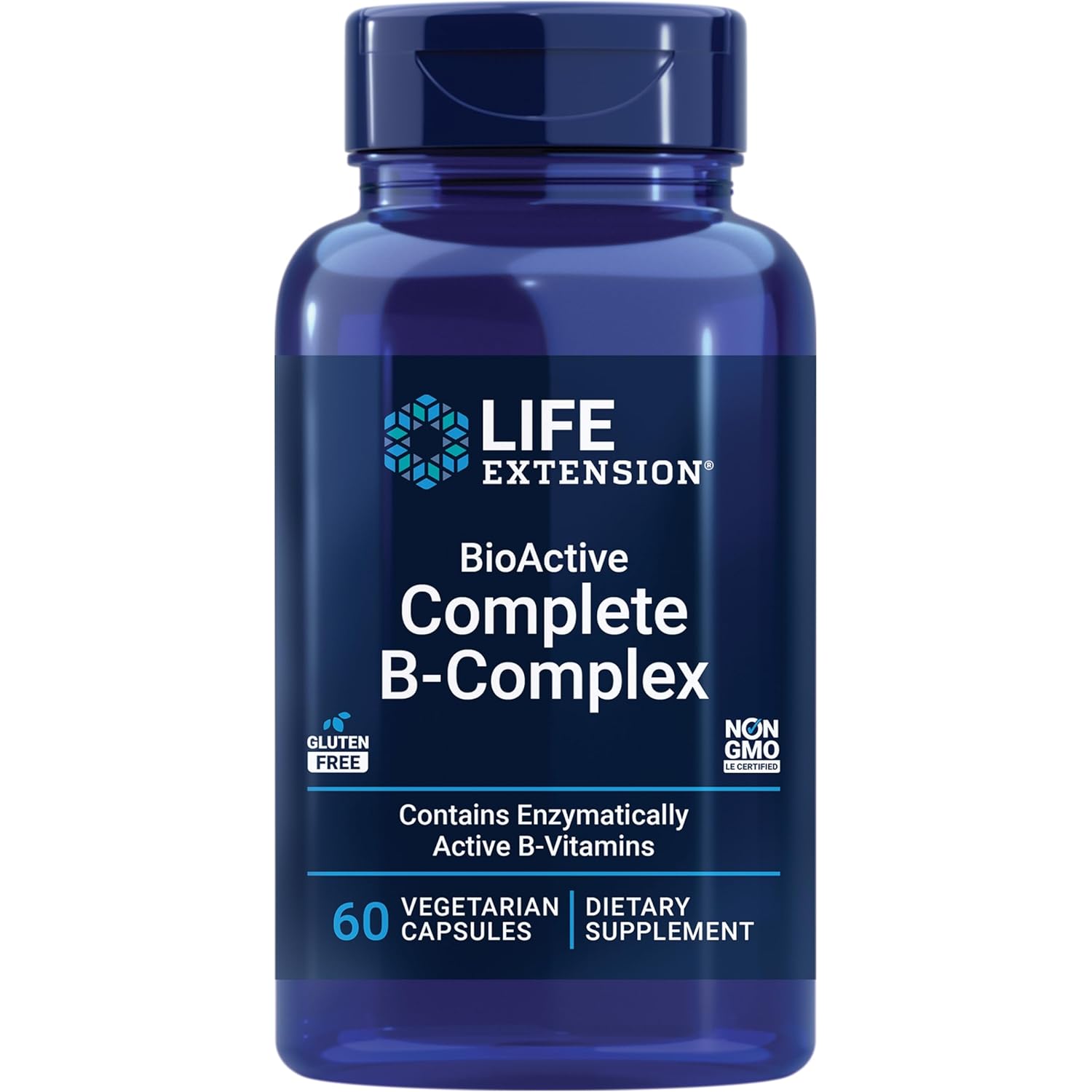 Life Extension BioActive Complete B-Complex, Heart, Brain and Nerve Support, Healthy Energy, Metabolism, Complete B Complex, 60 Vegetarian Capsules