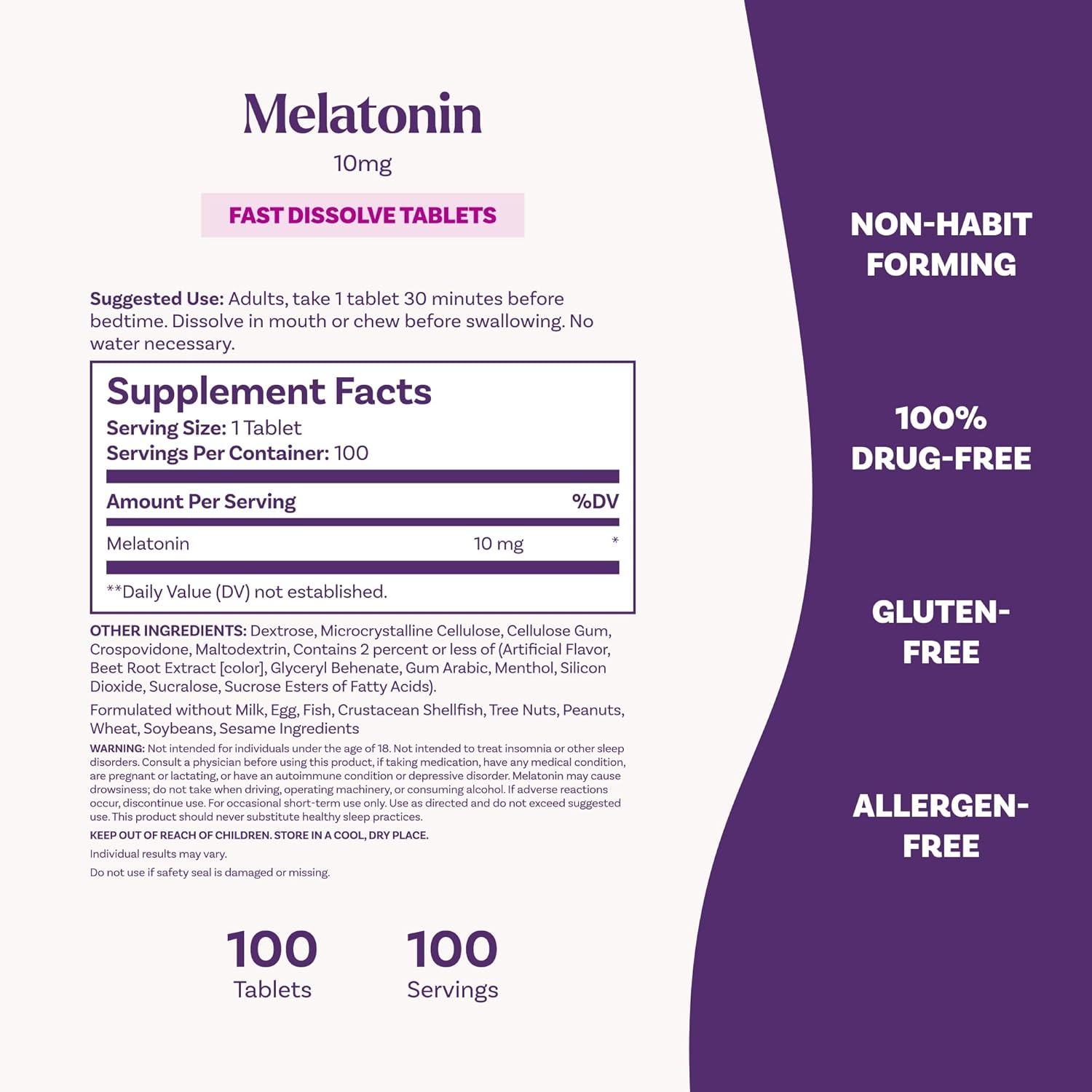 Natrol Melatonin 10mg Fast Dissolve Tablets - Strawberry Flavor, 100 Count, Sleep Support, Fast Dissolve Melatonin for Adults, 100-Day Supply - Image 6