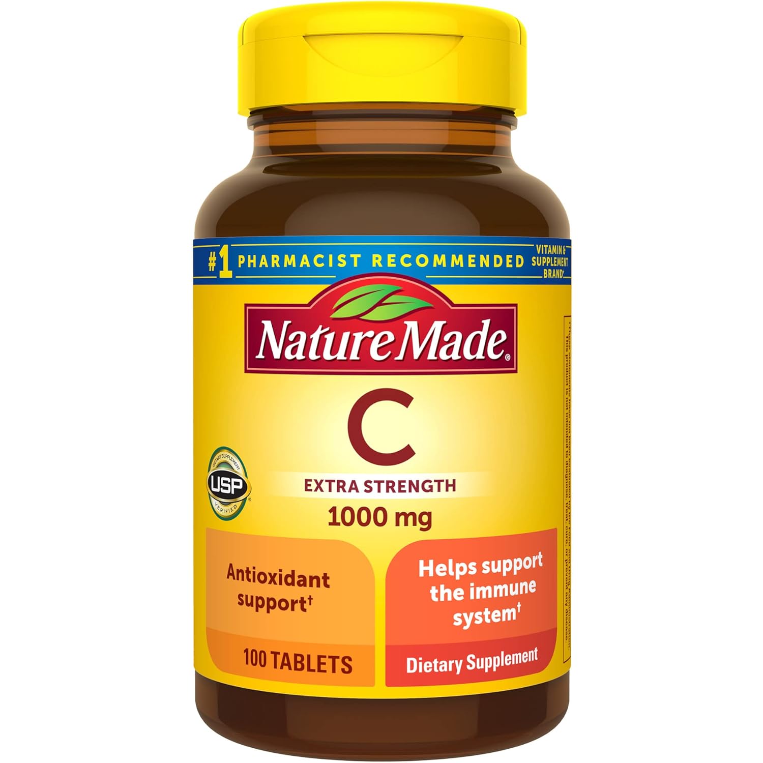 Nature Made Vitamin C 1000 mg Extra Strength, Dietary Supplement for Immune Support, 100 Tablets, 100 Day Supply