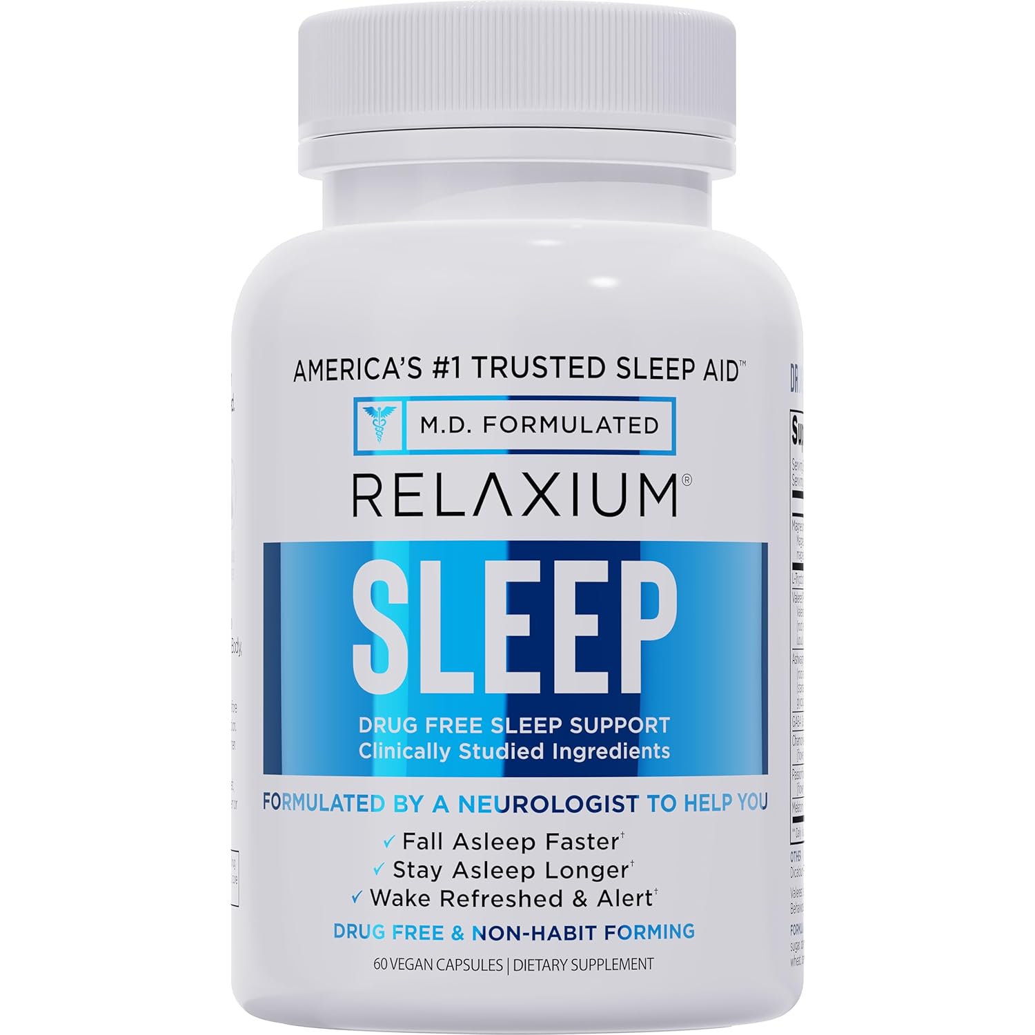 Relaxium Sleep Aid for Adults, Melatonin 5mg with Magnesium Glycinate, Sleep-Promoting Valerest & Ashwagandha, Non-Habit Forming Sleep Supplement, 60 Capsules, 30-Day Supply
