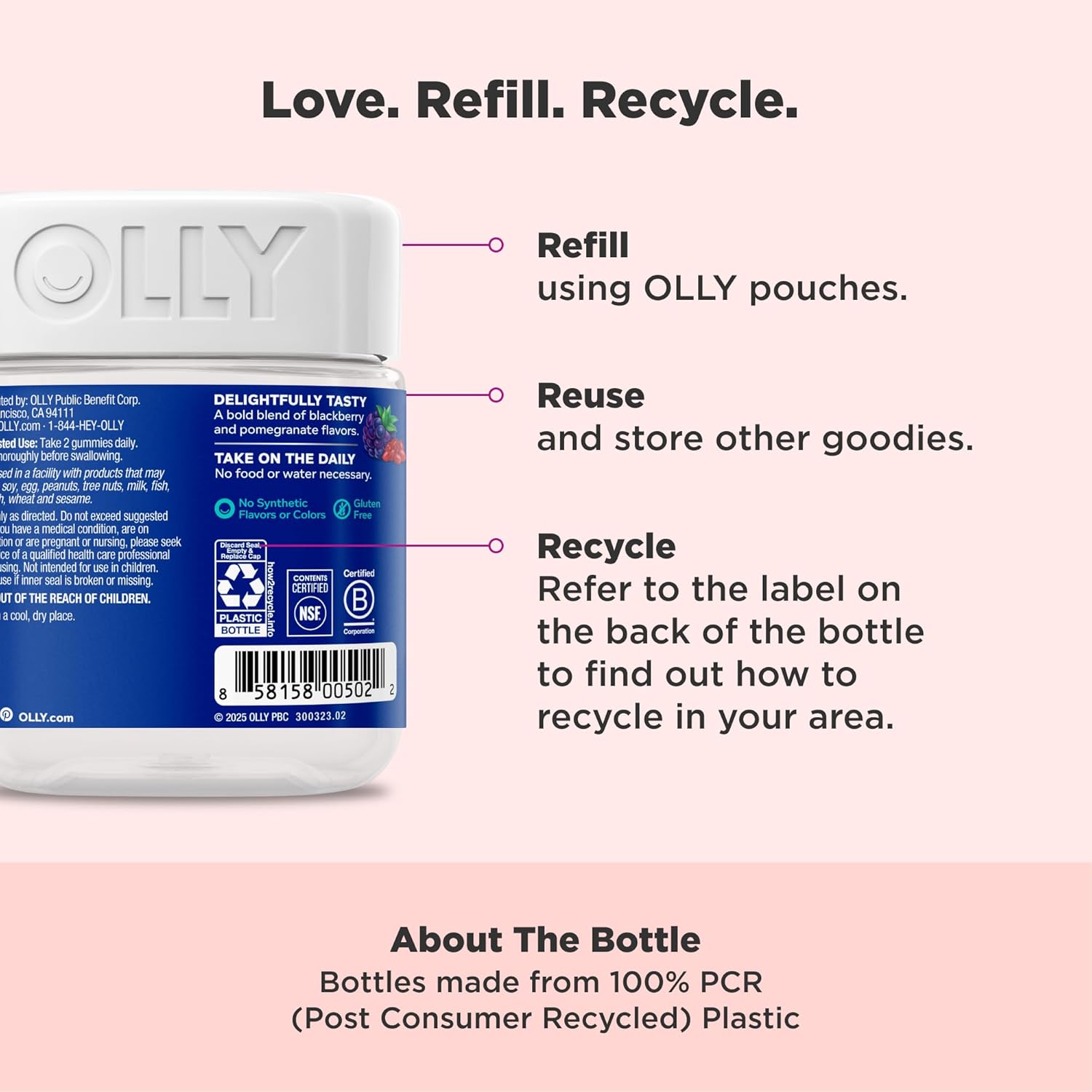 OLLY Men's Multivitamin Gummy, Vitamins A, C, D, E, B, Zinc, Blackberry Flavor, 45 Day Supply - 90 Count - Image 5