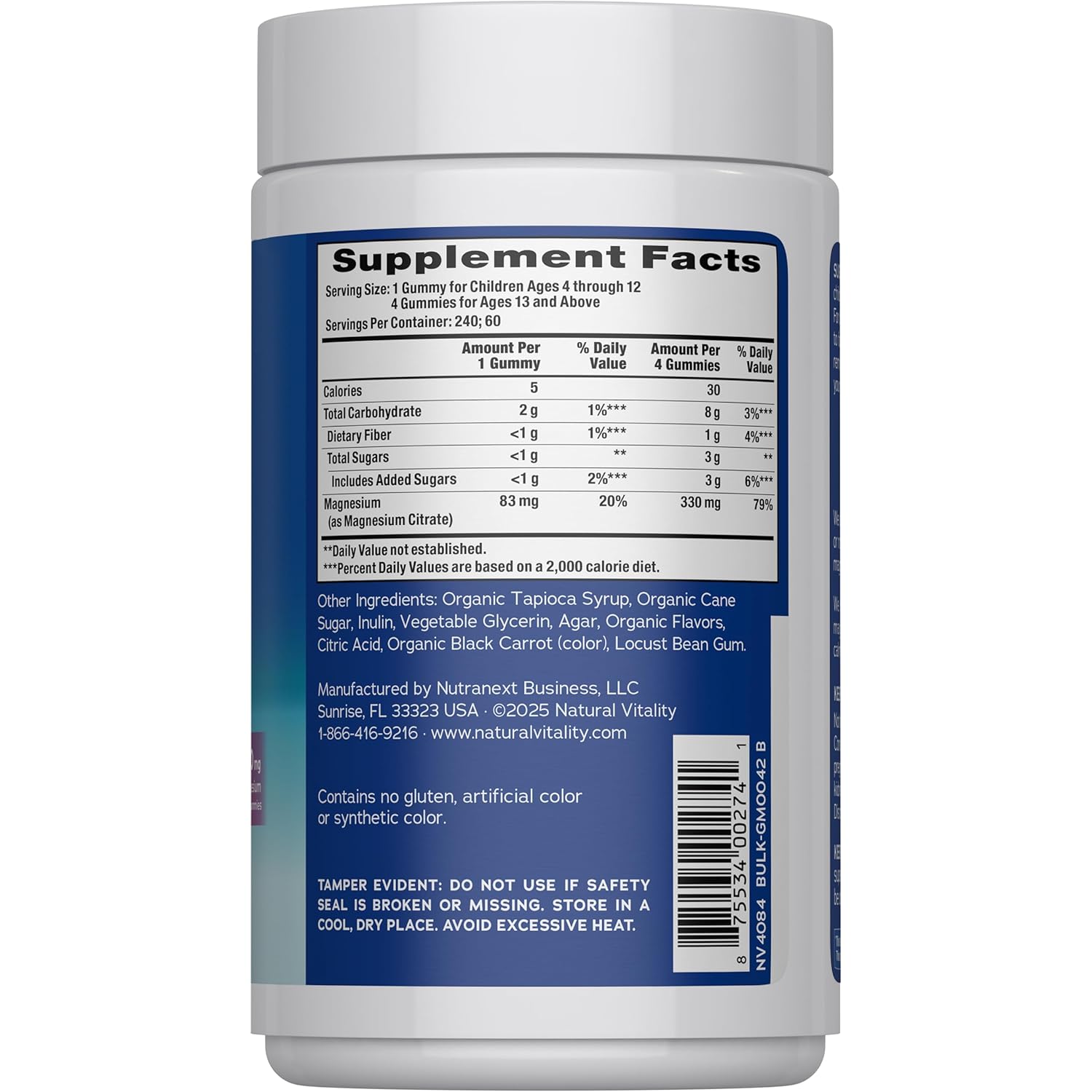 Natural Vitality Calm, Magnesium Citrate Supplement, Stress Relief Gummies, Supports a Healthy Response to Stress, Gluten Free, Vegan, Raspberry Lemon Flavored, 240 Gummies - Image 2