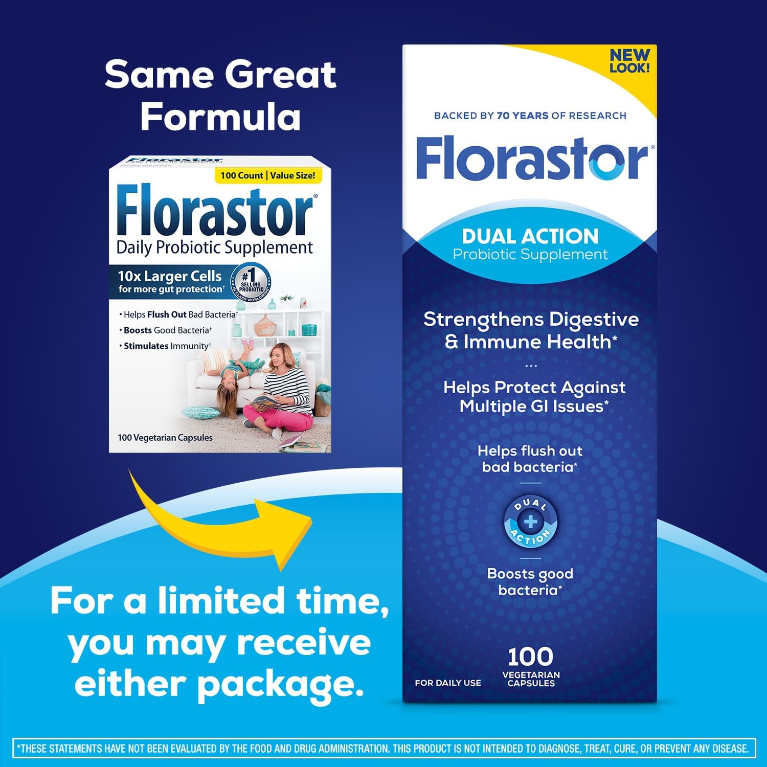Florastor Probiotics for Digestive and Immune Health, 100 Capsules, Probiotics for Women & Men, Helps Flush Out Bad Bacteria, Boosts The Good with Our Unique Strain Saccharomyces Boulardii - Image 2