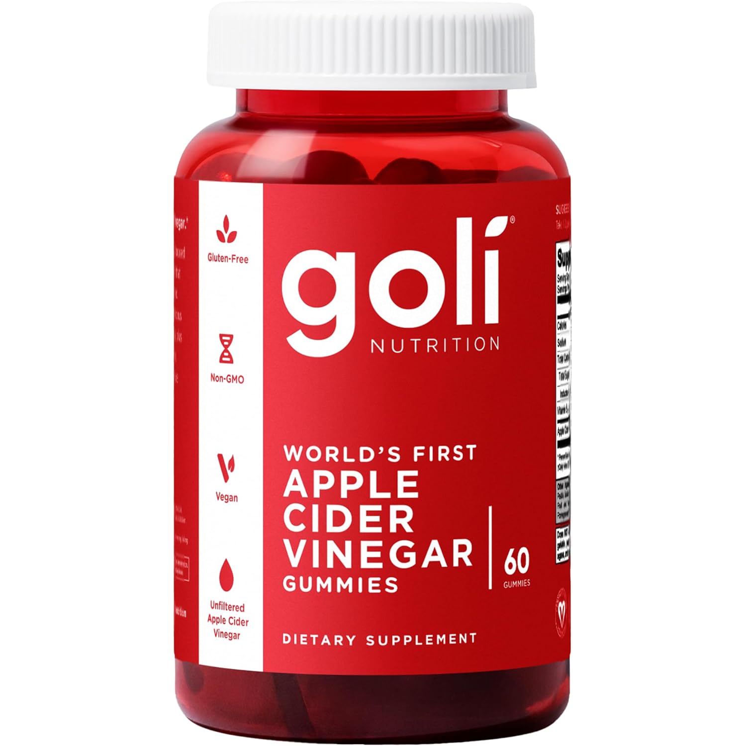 Goli Apple Cider Vinegar Gummy Vitamins - 60 Count - Vitamin B12, Gelatin-Free, Gluten-Free, Vegan & Non-GMO