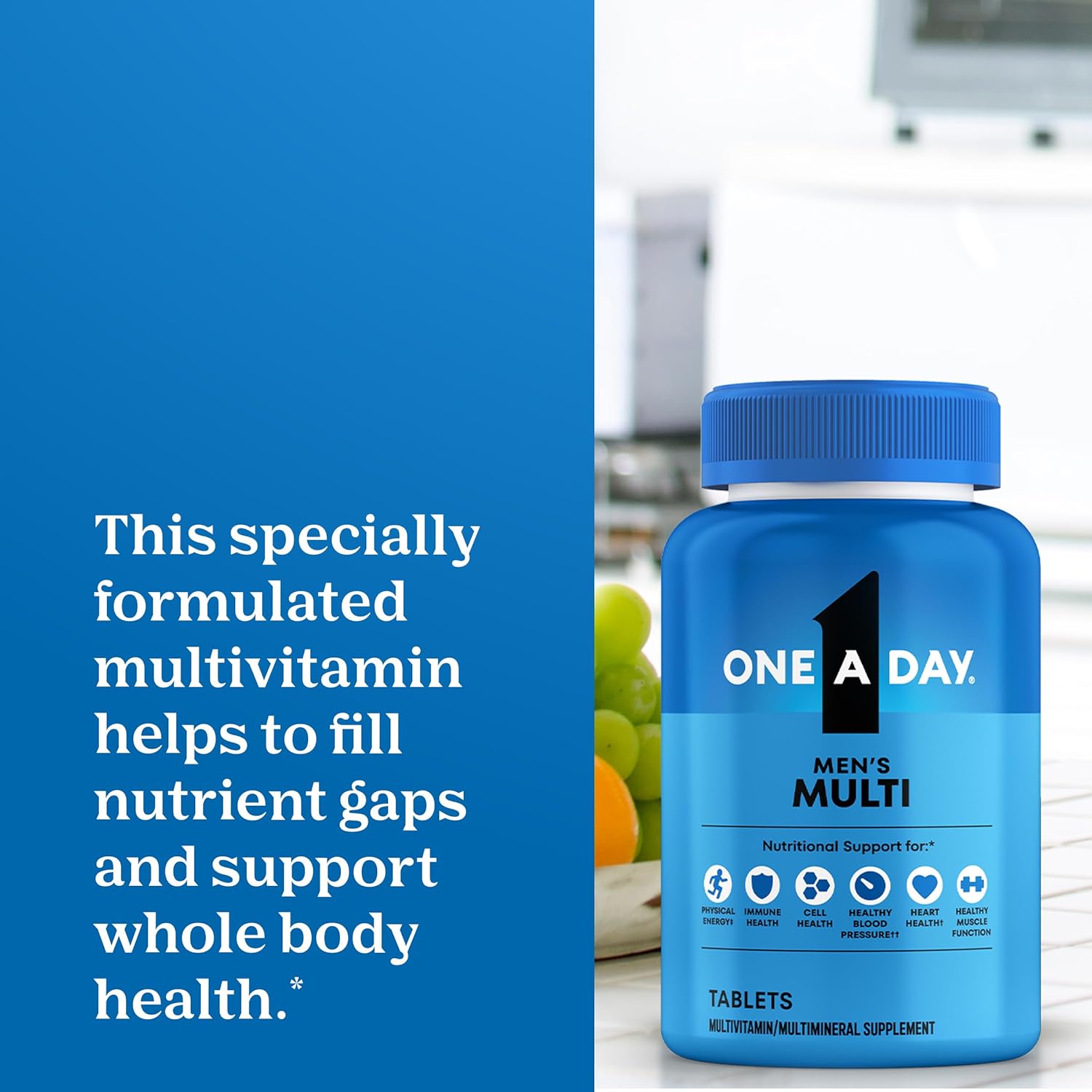 One A Day Multivitamin for Men - Daily Mens Multivitamins with Vitamin D, Zinc, Folic Acid, and B Vitamins, Physical Energy Support, 200 Count - Image 4