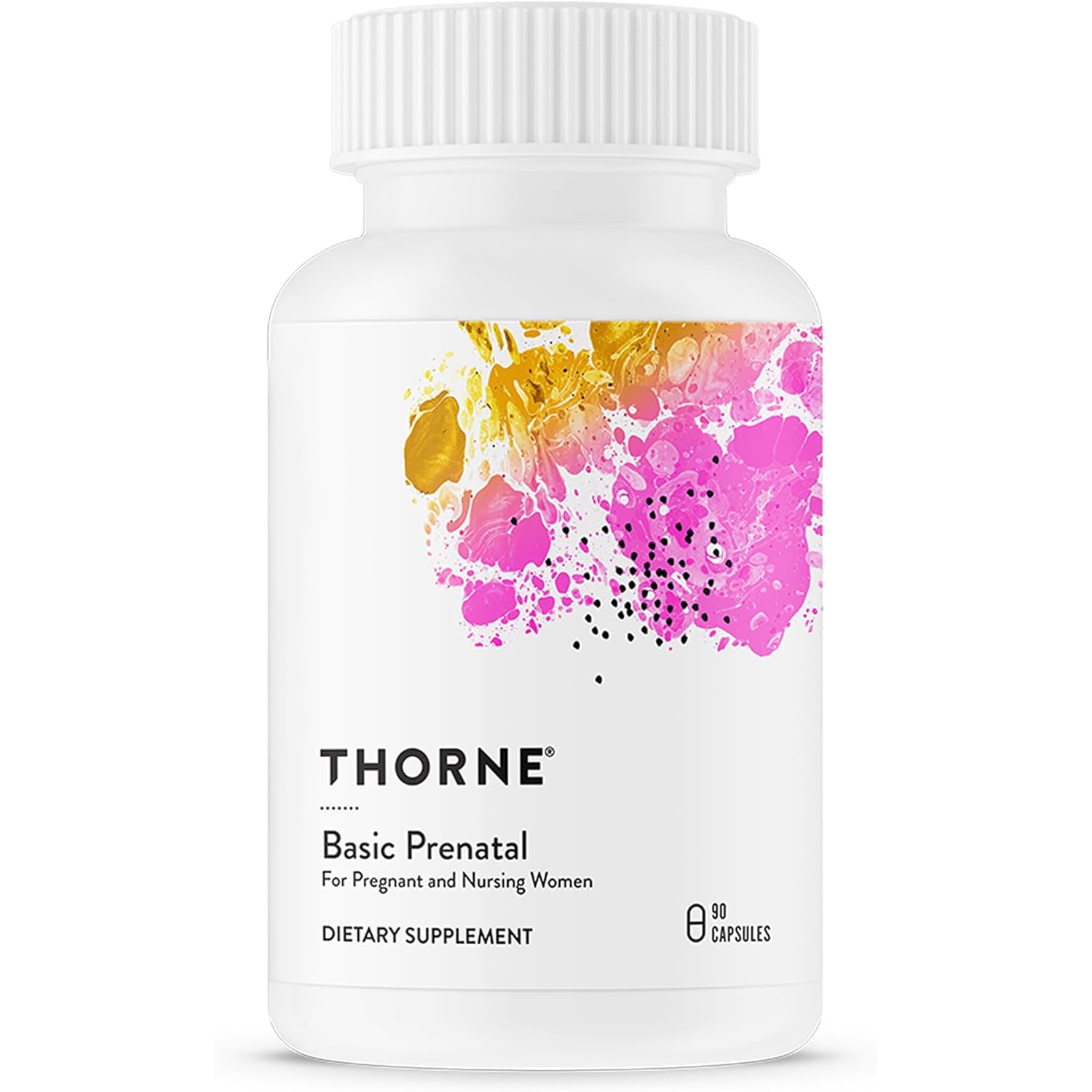 THORNE - Basic Prenatal - Well-Researched Folate Multi for Pregnant and Nursing Women Includes 18 Vitamins and Minerals, Plus Choline - Gluten, Dairy & Soy-Free - 90 Capsules - 30 Servings