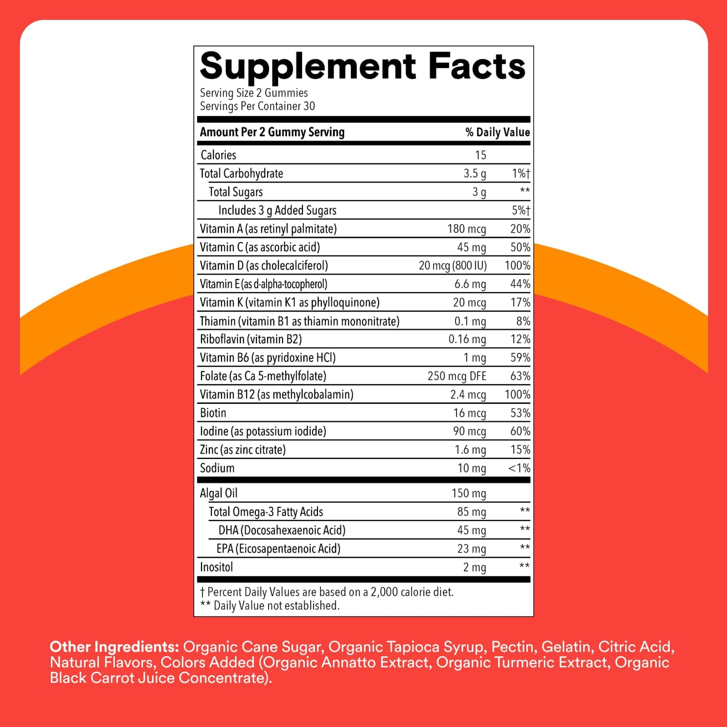SmartyPants Kids Multivitamin Gummies - Improved Formula: Omega 3 (DHA/EPA), Vitamins D3, C, B12, B6, Vitamin A, K & Zinc, Gluten Free, Three Fruit Flavors, 60 Count (30 Day Supply) - Image 5