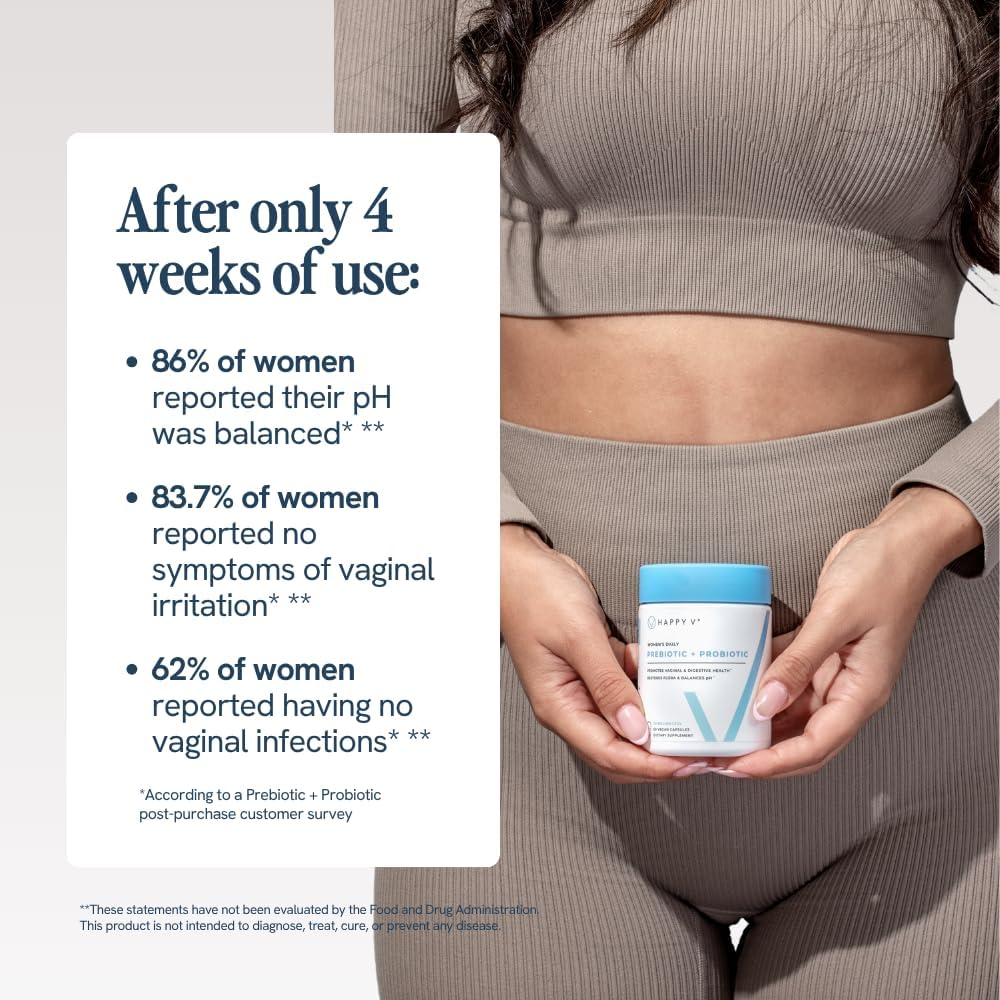 Happy V Dr. Formulated Vaginal Probiotics for Women Odor & Itch Support, Urinary & Gut Health, pH Balance | Womens Daily Probiotic with Patented Prebiotics & Lactobacillus for Feminine Wellness - Image 9